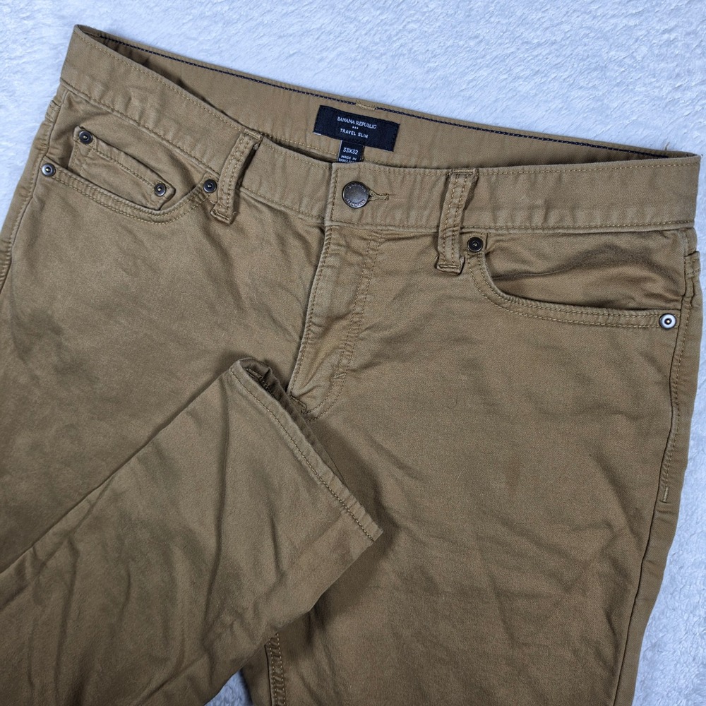 Banana Republic Travel Slim Mens 33/32 Brown Stretch 731189-03 Chino Pants